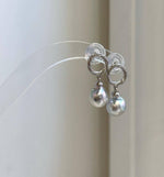 1. 7mm Akoya ocean blue silver pearl earrings with mirror luster and S925 sterling silver