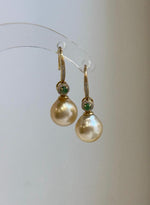 Luxury South Sea ultra gold pearl drop earrings featuring 9.4mm genuine ocean pearls.