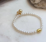 Elly’s double South Sea golden pearl bracelet with 8.5–8.8mm genuine saltwater pearls and mirror luster.