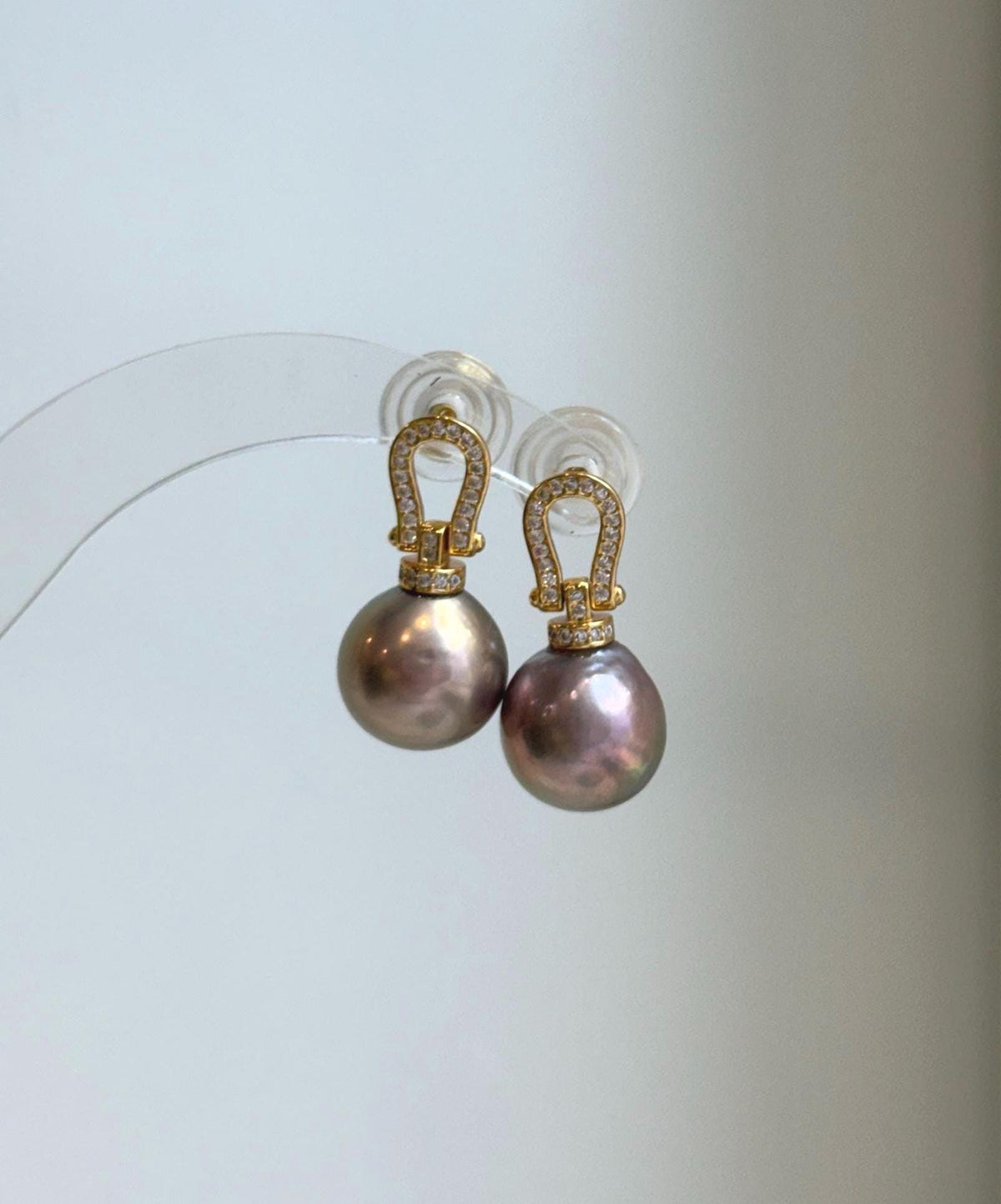 Genuine rose gold freshwater pearl earrings with naturally rich color and brilliant shine.