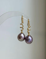 Elly’s 12.2mm Edison Rose Lavender Pearl Hook Earrings | Genuine Freshwater Pearls | Extreme Mirror Luster | S925 Sterling Silver