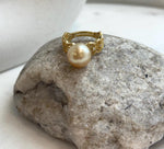 Genuine saltwater golden ocean pearl ring with extreme luster