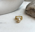 11.1mm deep tea golden South Sea pearl adjustable ring