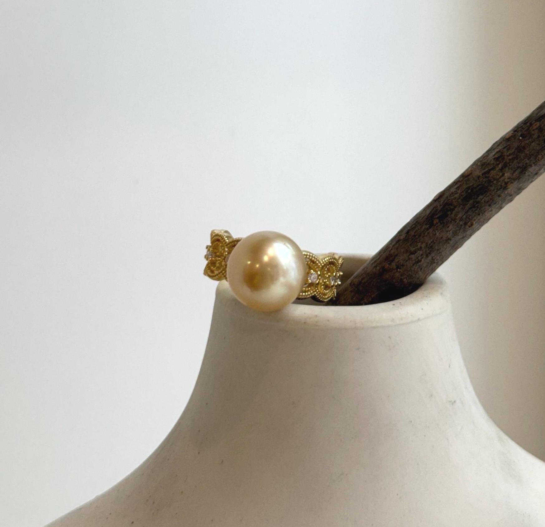 Extreme luster South Sea golden pearl ring for women