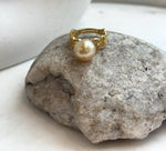 Genuine South Sea ocean pearl ring with deep tea golden color