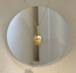 11. 2mm genuine South Sea golden pearl pendant with exceptional mirror luster.