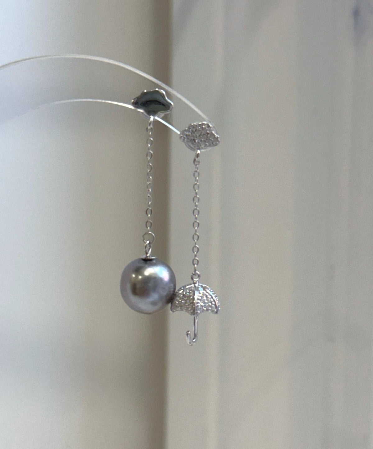 10.7mm Tahitian platinum pearl chandelier earrings