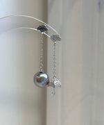 10.7mm Tahitian platinum pearl chandelier earrings
