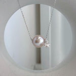 Au750 solid 18K gold 12.8mm light rose Edison pearl floating pendant