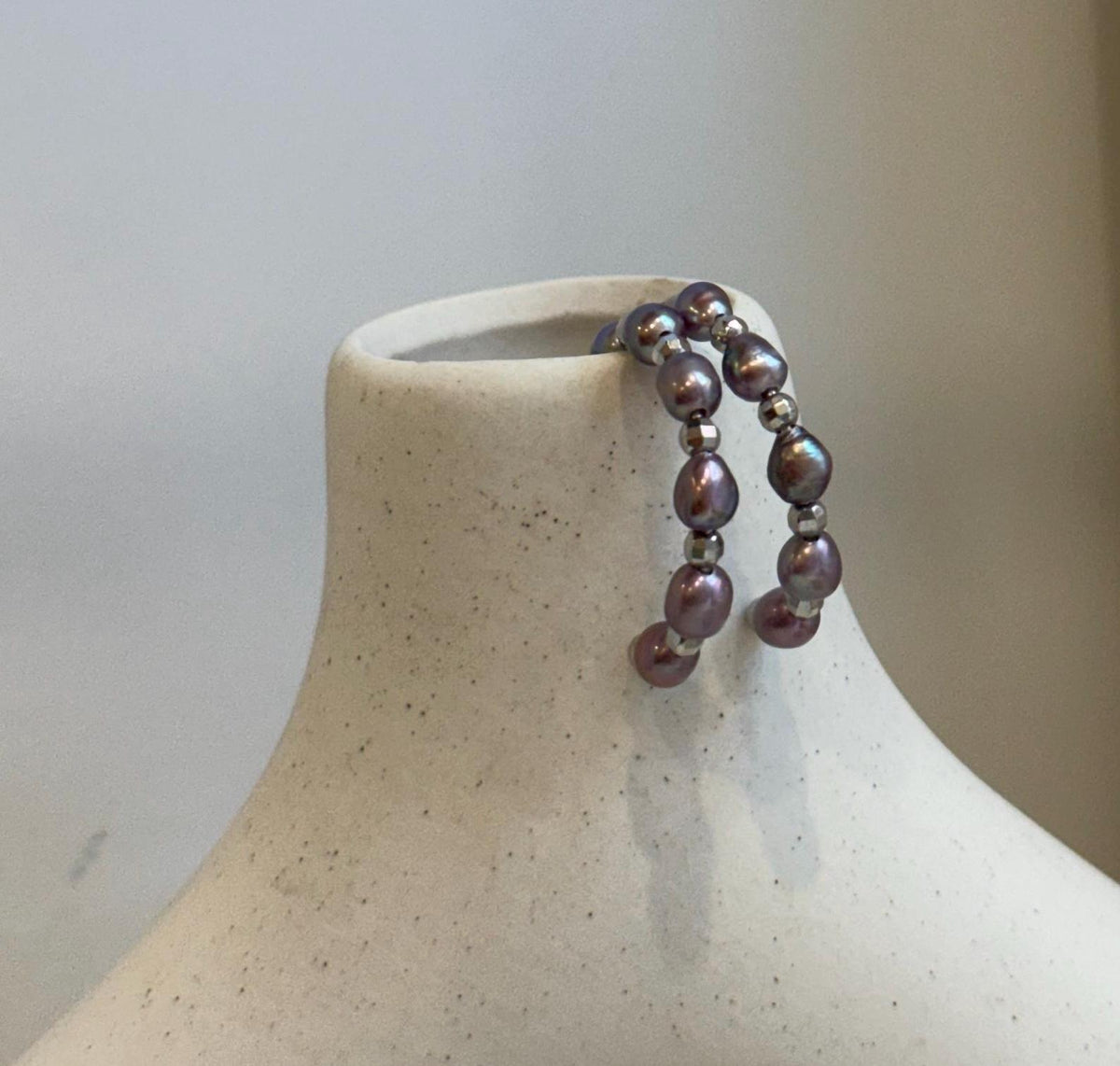 Minimalist freshwater pearl earrings with mirror luster and silver hooks