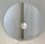 12.6mm Australian South Sea white pearl minimalist pendant with mirror luster