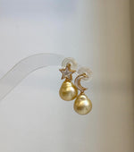 Luxury golden saltwater pearl earrings with brilliant mirror luster for everyday elegance.