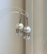 Genuine South Sea saltwater pearl dangling earrings in S925 sterling silver