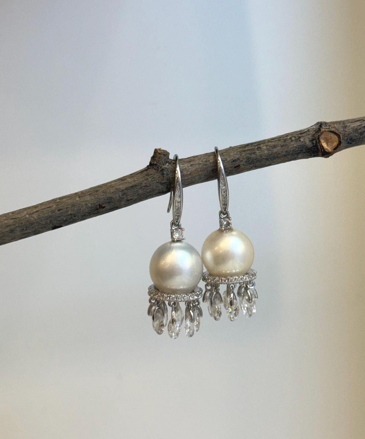Mirror luster South Sea pearl earrings for bridal and wedding jewelry