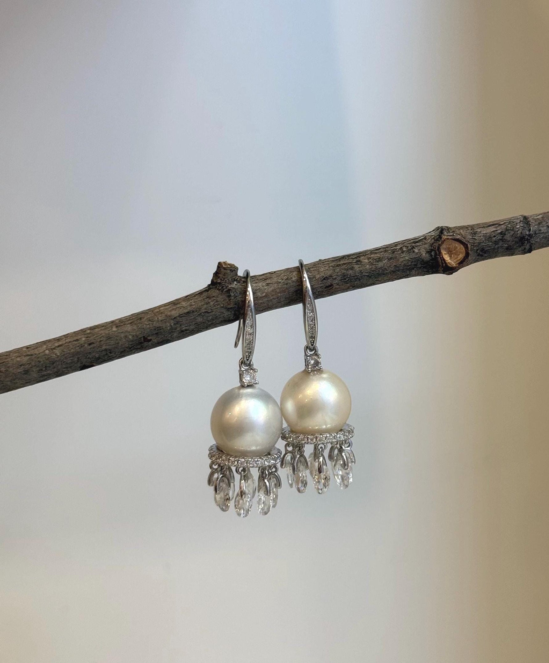 High-luster 12.6mm South Sea pearl earrings gift for her