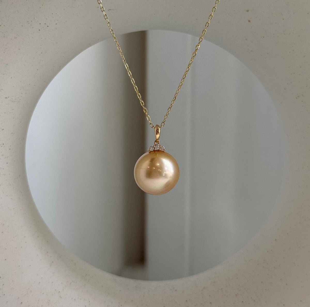 18K real gold 12.3mm South Sea deep tea gold pearl pendant with mirror luster