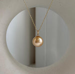 18K real gold 12.3mm South Sea deep tea gold pearl pendant with mirror luster
