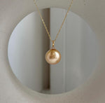 Luxury 12.3mm golden South Sea pearl necklace with rich tea gold color