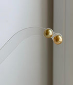 Round 8.8mm golden ocean pearl earrings with extreme mirror luster