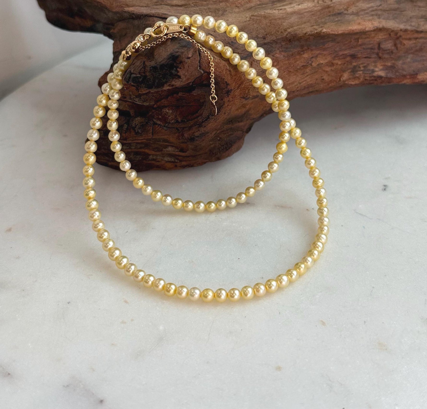 Elegant 18.3 inch golden freshwater pearl necklace gift for her