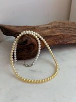 Elly’s 4.7–5mm White to Golden Gradient Freshwater Pearl Necklace | Genuine Pearl Strand | Mirror Luster | 18.9” | S925 Silver