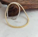 Elly’s 4.7–5mm White to Golden Gradient Freshwater Pearl Necklace | Genuine Pearl Strand | Mirror Luster | 18.9” | S925 Silver