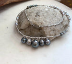 Five genuine multicolor saltwater pearls on S925 silver necklace