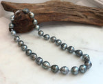 Tahitian platinum black pearl necklace with 27 genuine saltwater pearls
