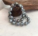 17.8 inch Tahitian black pearl necklace with S925 silver clasp
