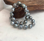 Elegant Tahitian saltwater pearl strand necklace with platinum overtones