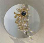 Elly’s 8.2mm Tahitian Piano Black Ocean Pearl Floral Brooch Pendant 2-in-1 | Extreme Luster | Genuine Saltwater Pearl