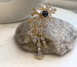 Elly’s 8.2mm Tahitian Piano Black Ocean Pearl Floral Brooch Pendant 2-in-1 | Extreme Luster | Genuine Saltwater Pearl