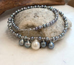 South Sea white and Tahitian black pearl minimalist necklace