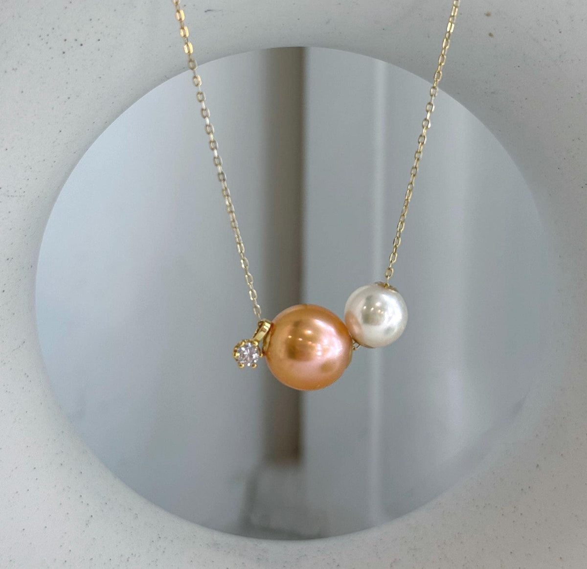 Genuine Akoya and Edison pearl pendant with 18K gold accents