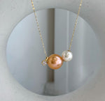 Genuine Akoya and Edison pearl pendant with 18K gold accents
