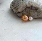 Double 18K gold Akoya and Edison pearl floating pendant