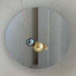 Tahitian pearl and South Sea golden pearl dangling pendant