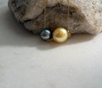 Luxury two pearl floating necklace with S925 silver chain