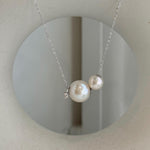 Double Akoya and Edison pearl floating pendant with 18K gold accents