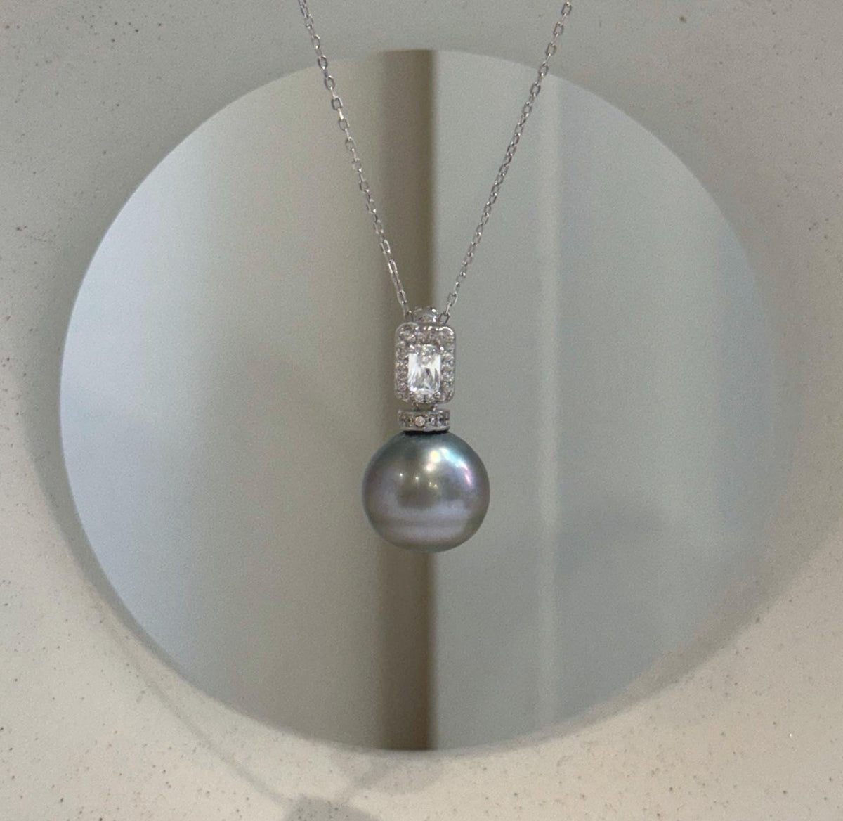12.6mm saltwater pearl minimalist pendant with S925 silver