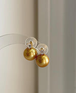 Genuine golden freshwater pearl earrings with extreme mirror luster, ideal as an elegant jewelry gift.