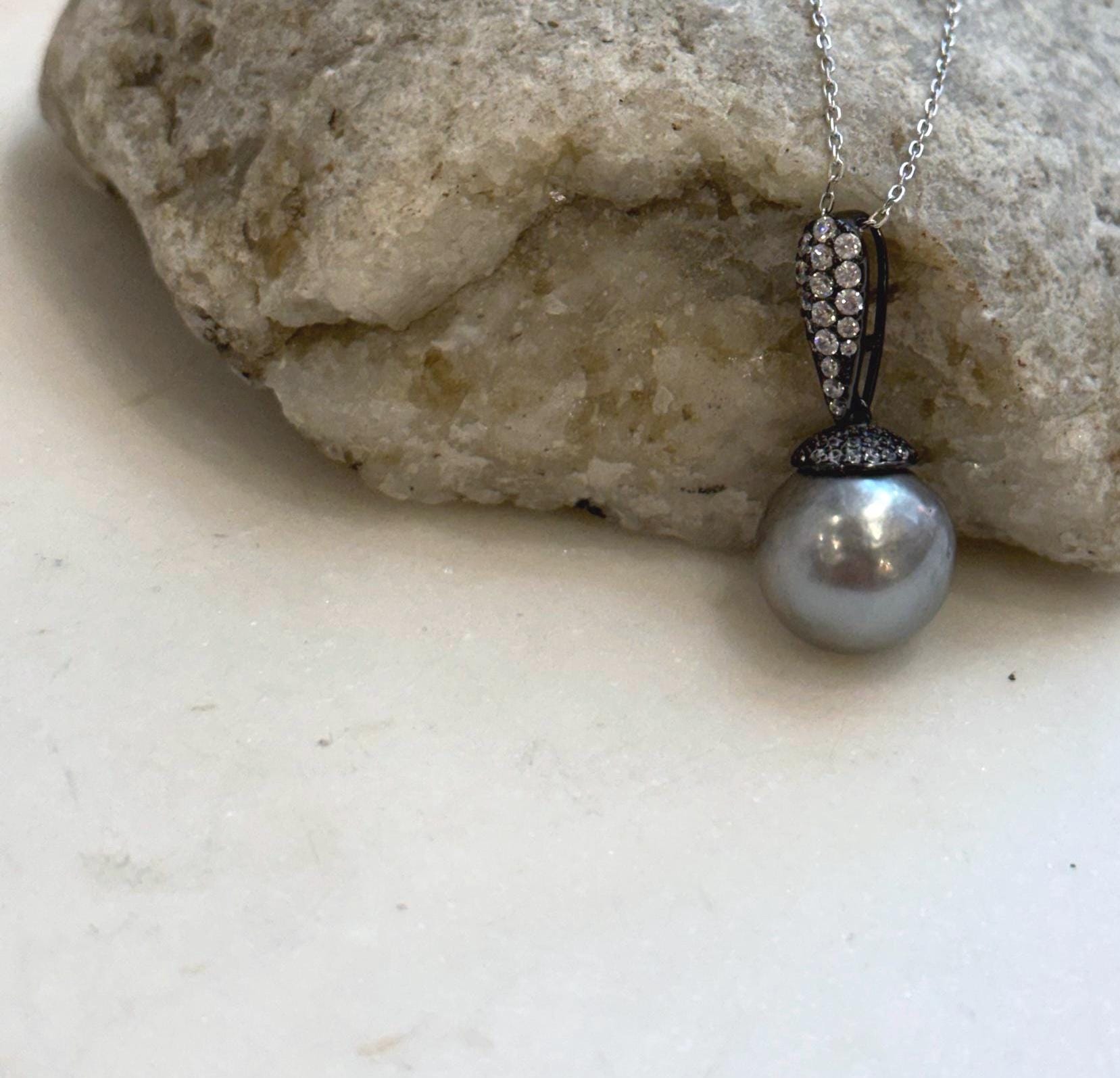 Large 12.5mm Tahitian pearl pendant with S925 sterling silver