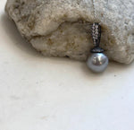 Elly’s 12.5mm Tahitian Platinum Pearl Cool Pendant | Genuine Saltwater Pearl | Extreme Luster | S925 Sterling Silver
