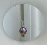 12.8×13.6mm rose purple gold Edison pearl pendant with S925 sterling silver setting.