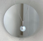Genuine Edison pearl necklace pendant featuring an 11.6mm pearl with intense mirror luster and elegant white silver tone.