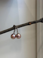 S925 sterling silver hook earrings featuring genuine 12.2mm Edison freshwater pearls in pink gold.