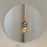 Golden South Sea and Tahitian pearl double gourd pendant