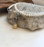 Elly’s 5.9–9.5mm Tahitian & South Sea Golden Pearl Drop Pendant with White Freshwater Pearl Necklace | 4cm High | S925 Silver