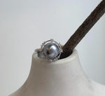 Elly’s 10.8mm Tahitian platinum ocean pearl ring with extreme mirror luster