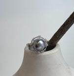 Extreme mirror luster Tahitian pearl ring in sterling silver setting